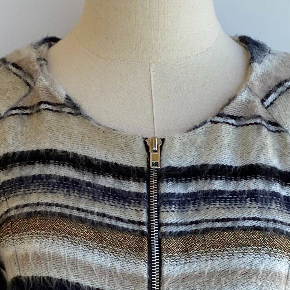 Vena Cava 💥 Stunning 💥 Gryphon cropped sweater jacket Blue Gold Tan White sz 4 - Picture 2 of 9
